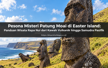deretan monumen batu megah wisata patung moai easter island di tepi pantai rapa nui